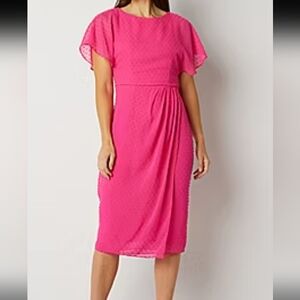 Liz Claiborne Flutter Sleeve Midi Sheath Dress